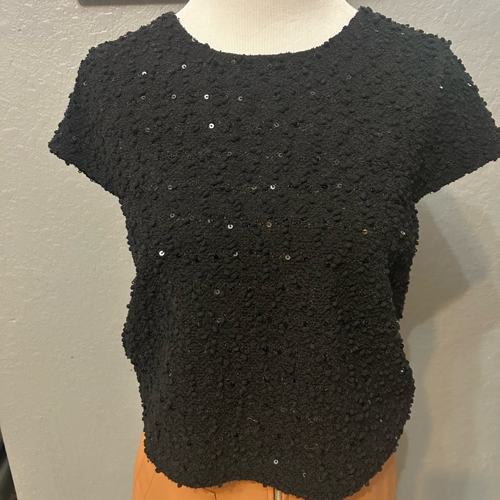 Banana Republic Black crop Sequin Top size Small
